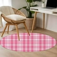 thumbnail image 5 of Valentine's Day Washable Round Area Rug 3.3 ft, Pink Plaid, Soft Non Slip Rugs Stain Repellent Indoor Felt Carpet for Living Dining Room Bedroom Home Office, 5 of 9
