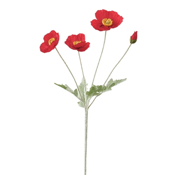 4 Heads Artificial Poppy Flower Stems, Lifelike Touch Silk Fake Flower, Elegant Floral Bouquet for Wedding Party Table Centerpiece Home Decor