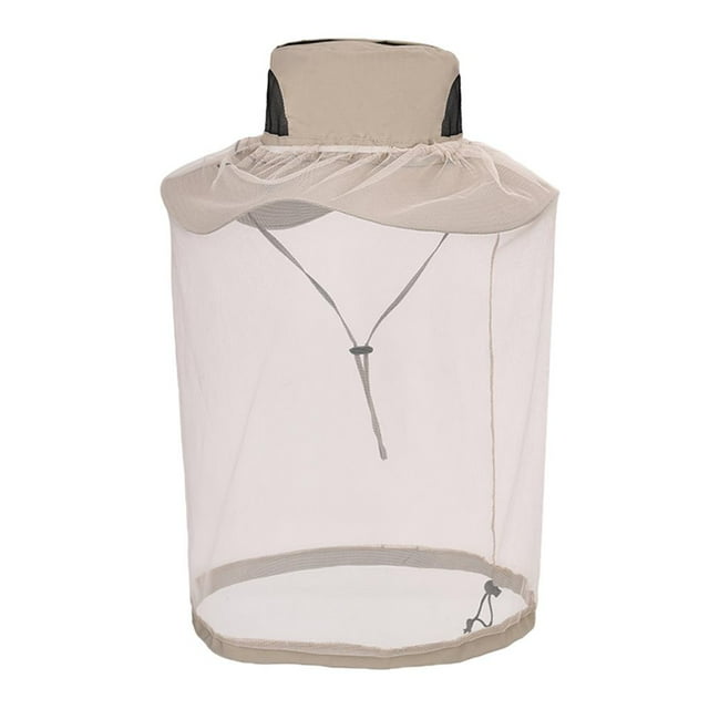 Almencla Mesh Net Hat Head Face Cover Anti for Camping Fishing Khaki