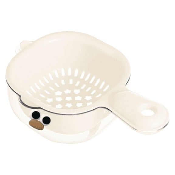 XTORKIT kitchen dual-layer draining basket,fruit washing bowl with strainer,Plastic Vegetable Washing Draining Basket,Handy Mini Berry and Tomato Washer, Double-Layer Lock Design(White)