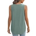 thumbnail image 5 of Women Summer Tank Top Eyelet Embroidery 2025 Vacation Sleeveless V Neck Loose Fit Shirt Casual Clothes Green L, 5 of 6