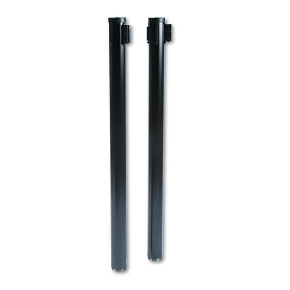 Tatco Adjusta-Tape Black Crowd Control Stanchions, 40"H, Black, Box Of 2