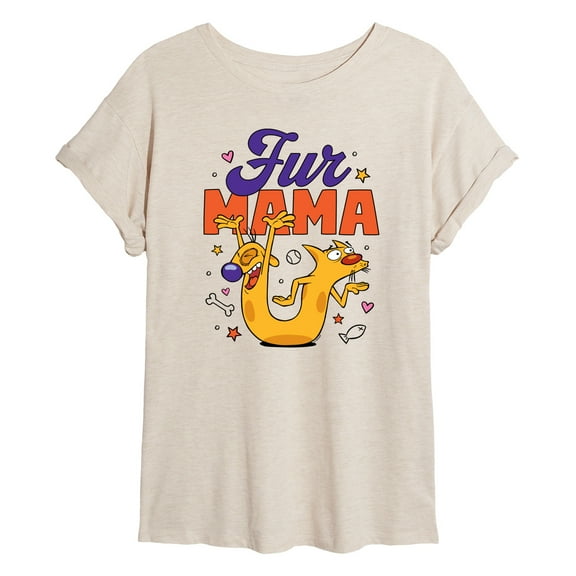 CatDog - Fur Mama - Women's Oversized Graphic T-Shirt