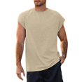 thumbnail image 5 of Blekii Men's Muscle Tank Top Workout Gym Athletic T Shirt Casual Cap Sleeve Summer Top Beige L, 5 of 10