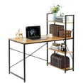 thumbnail image 1 of Wood and Metal Industrial Home Office Computer Desk with Bookshelves, Natural, 1 of 5