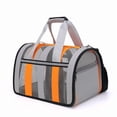 thumbnail image 3 of Spacious Foldable Pet Travel Carrier for Cats & Small Dogs - Lightweight, 360° Breathable Mesh Design with Secure Safety Features, Easy-Clean Material & Versatile Carrying Options - Gray & Orange,, 3 of 6
