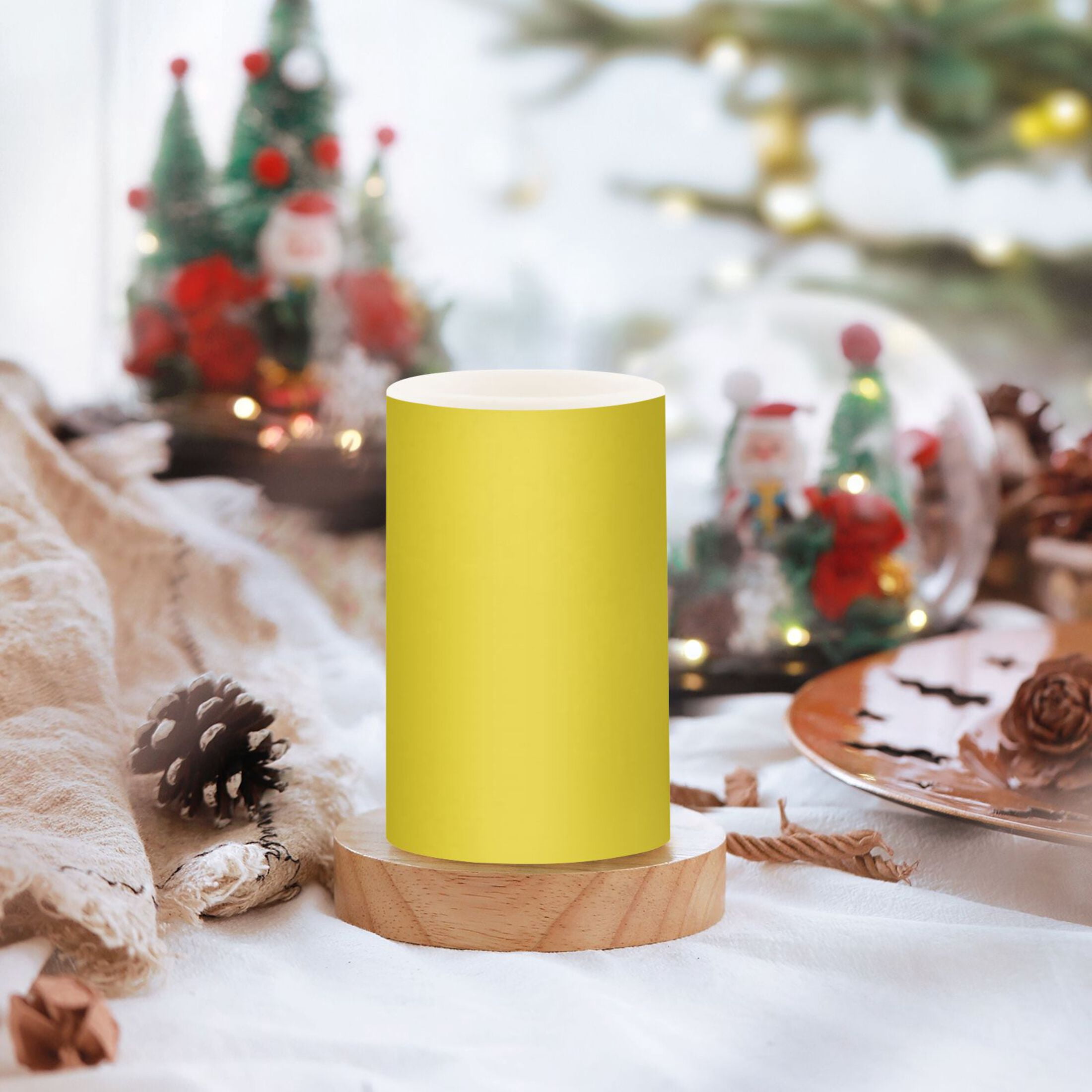 Lemon Flickering Flameless Candles Battery Operated with Remote Timer LED Pillar Candles Set of 2