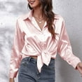thumbnail image 5 of Womens Long Sleeve Tops Petite Business Casual Sweatshirt Women Shirt Satin Imitation Silk Vintage Long Sleeve Sweatshirt, 5 of 7