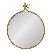 Kate and Laurel Yitro Round Industrial Modern Metal Framed Wall Mirror, 23.5x28.5, Gold