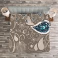thumbnail image 3 of Ambesonne Ethnic Quilted Bedspread Set 3 Pcs, Orienta Swirled Branch, King Size, Pale Brown Teal, 3 of 3