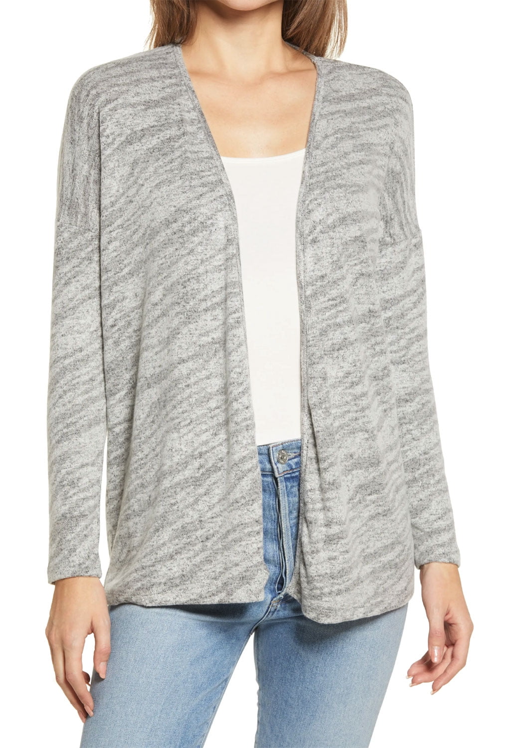 Bobeau Womens Zebra Hacci Open Cardigan 