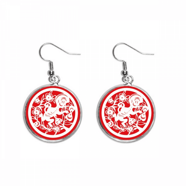 Paper-cut Monkey Animal China Zodiac Art Ear Dangle Silver Drop Earring Jewelry Woman