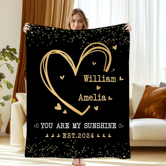 Customized Flannel Blanket, Personalized Text Throw, Multiple Sizes for couple, Girlfreiend, Mom,Dad,Girls,Kids, USA Printed, Express Shipping