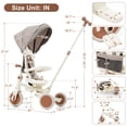 thumbnail image 6 of 7 in 1 Baby Tricycle, Foldable Toddler Tricycle with Removable and Adjustable Parent Handle, Toddler Push Bike with Removable Pedal, Canopy, and Guardrail, Tricycle for 12-72 Months, ivory and brown, 6 of 18