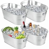 4 Pack Galvanized Tub 4 Gallon Ice Bucket Large Metal Champagne Drink Bucket with Handles Galvanized Ice Buckets for Parties Mimosa Bar Cocktail Bar