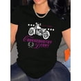 thumbnail image 1 of Camiseta informal de cuello redondo para mujer, con estampado geométrico de motociclismo y cross country, 100 % algodón, elasticidad media, manga corta para todo el año, cómoda camiseta de verano, ide, 1 of 6