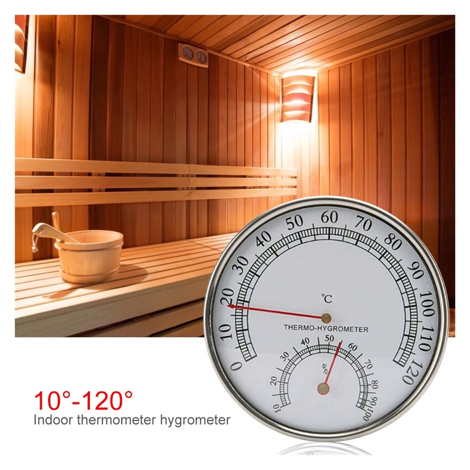 Stainless Steel Case Steam Sauna Thermometer Hygrometer Gauge Hygrothermograph ,Fast Response