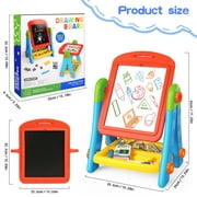 Huge Wave Art Easel for Toddlers, Double Sided Magnetic Chalkboard and Whiteboard, Christmas Birthday Gift for Kids Age 2-8 (Blue)