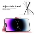 thumbnail image 2 of iPhone 14 Pro Max Wallet Case Premium Handmade PU Leather Phone Case Card Slots Magnetic Closure Zipper Pocket Kickstand Flip Case with Hand Strap for iPhone 14 - Pink, 2 of 5