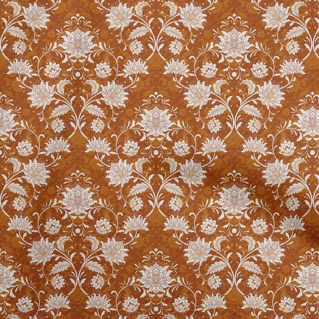 oneOone Rayon Brown Fabric Floral Sewing Craft Projects Fabric Prints By Yard 56 Inch Wide