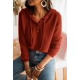 thumbnail image 3 of Pull à Capuche pour Femmes, Décontracté, Boutonné, Col en V, Manches Longues, Tricoté, Henley, 3 of 5