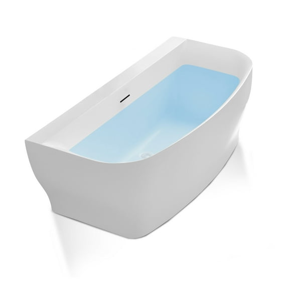 Bank Series 65 in. x 31 in. Flat Bottom Acrylic Freestanding Soaking Bathtub with Center Drain in Glossy White