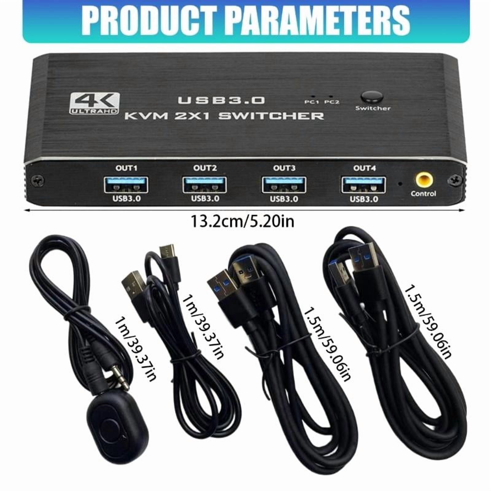 CEORPER Double Computer KVM Switcher HDTV 4K60Hz with USB Keyboards Mouse Sharing