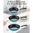 thumbnail image 2 of Cook N Home Nonstick Saute Fry Pan Skillet Set, 8, 9.5, and 11-Inch Kitchen Cooking Frying Saute Pan, Induction Compatible, Turquoise, 3-Piece, 2 of 7