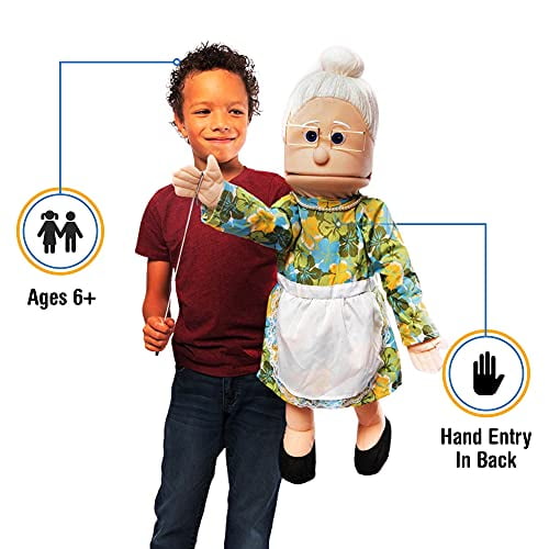25 Pouces Granny, Grand-Mère Pêche, Corps Entier, Style Ventriloque Puppet