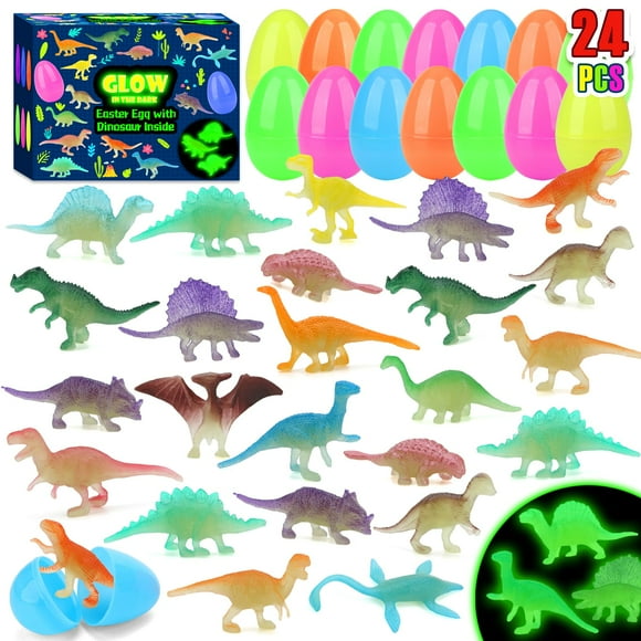 Huevos de Pascua GWAHSA precargados con dinosaurio que brilla en la oscuridad, 24 unidades