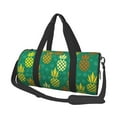 thumbnail image 2 of Xecao Pineapples1 print Round Travel Duffel Bag is a foldable gym bag with an inner pocket, perfect for travel sports, 2 of 8
