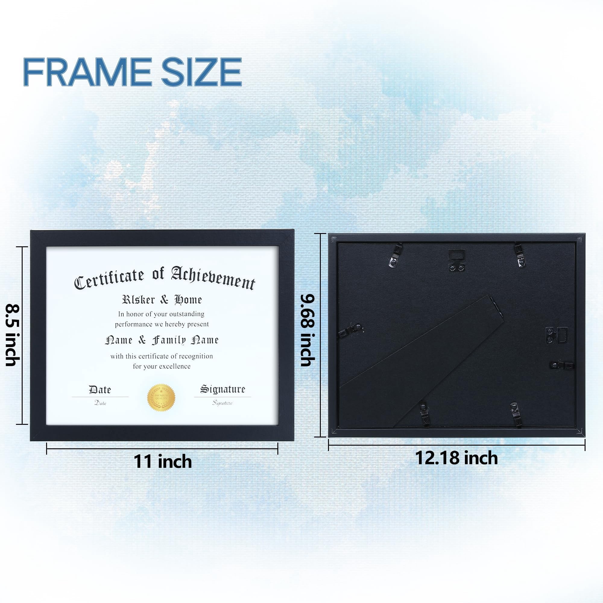 ELSKER&HOME 8.5x11 Picture Frame 4 Pack - Black Sturdy Wood Composite Certificate Frame