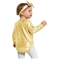 thumbnail image 2 of Hansber Toddler Baby Girls Shiny Metallic Long Sleeve Romper with Bow Headband for Birthday Party Outfit Gold 6-12M, 2 of 7