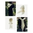 thumbnail image 4 of Women Hooded Shawl Solid Color Lace-up Knitted Shawl Autumn Winter Elastic Versatile Casual Hat Scarf-White, 4 of 8