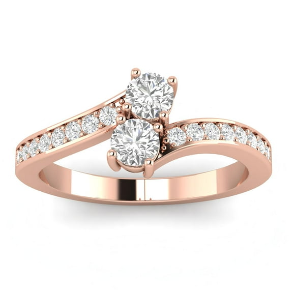 0.50ctw Diamond Two Stone Ring in 10k Rose Gold (G-H, I2-I3, 0.50ctw)