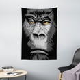 thumbnail image 1 of Modern Tapestry, Close Up Gorilla Portrait with Orange Eyes Zoo Jungle Animal Wild Money Graphic, Wall Hanging for Bedroom Living Room Dorm Decor, 40W X 60L Inches, Black Grey, by Ambesonne, 1 of 2