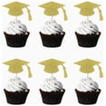 thumbnail image 4 of Glitter Graduation Cap Cupcake Toppers Gold & Black Grad Hat Cake Picks for 2026 Graduation Party Decorations 20/30/50 Pack, 4 of 7