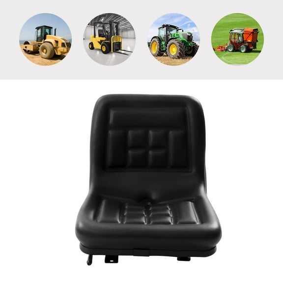 Universal Lawn Tractor Replacement Seat Forklift Excavator Mower Seat Adjustable Black Seat, Central Drain Hole Skid Steer Seat with Mounting Bolt Patterns