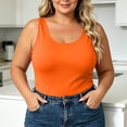 thumbnail image 2 of TEAJOPSUU Plus Size Tank Tops for Women Sleeveless Scoop Neck Cami Shirts Slim Fitted Daily Solid Basic Tank Blouses Orange, 2 of 5
