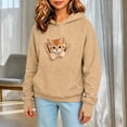 thumbnail image 4 of Zijinkuiwen Kids Pullover Hoodie with Kangaroo Pet Pouch Long Sleeve Sweatshirt with Thumb Holes for Daily Wear and Pet Interaction,Khaki,13-14 Years, 4 of 4