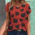 thumbnail image 2 of Blusa de camiseta informal con estampado de manga corta y cuello en V de verano para mujer a la moda Fridja  zx3714, 2 of 5