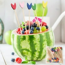 Ke1Clo Fruit Picks with Beads for Party Snacks, Natural Timber Skewers for Appetizers Cheese Desserts, Disposable and Eco Friendly