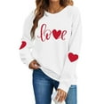 thumbnail image 2 of FDGIU Women's Valentine Pullover Sweatshirt, Cozy Heart Print Long Sleeve Top for Valentine's Day & Comfortable Trendy Style, 2 of 7