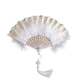 thumbnail image 2 of MMJ Folding Fan Vintage Puffy Handheld 16.54x9.06in for Wedding Dance Performance Party Picnic Indoor Outdoor Decor Gift, 2 of 6