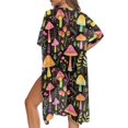 thumbnail image 5 of HELLHERO High Quality Fabrics Long Kimono Swimsuit Cover Up for Vacation Casual Free Size Women's Swimsuit Coverups Mushroom Pattern, 5 of 6