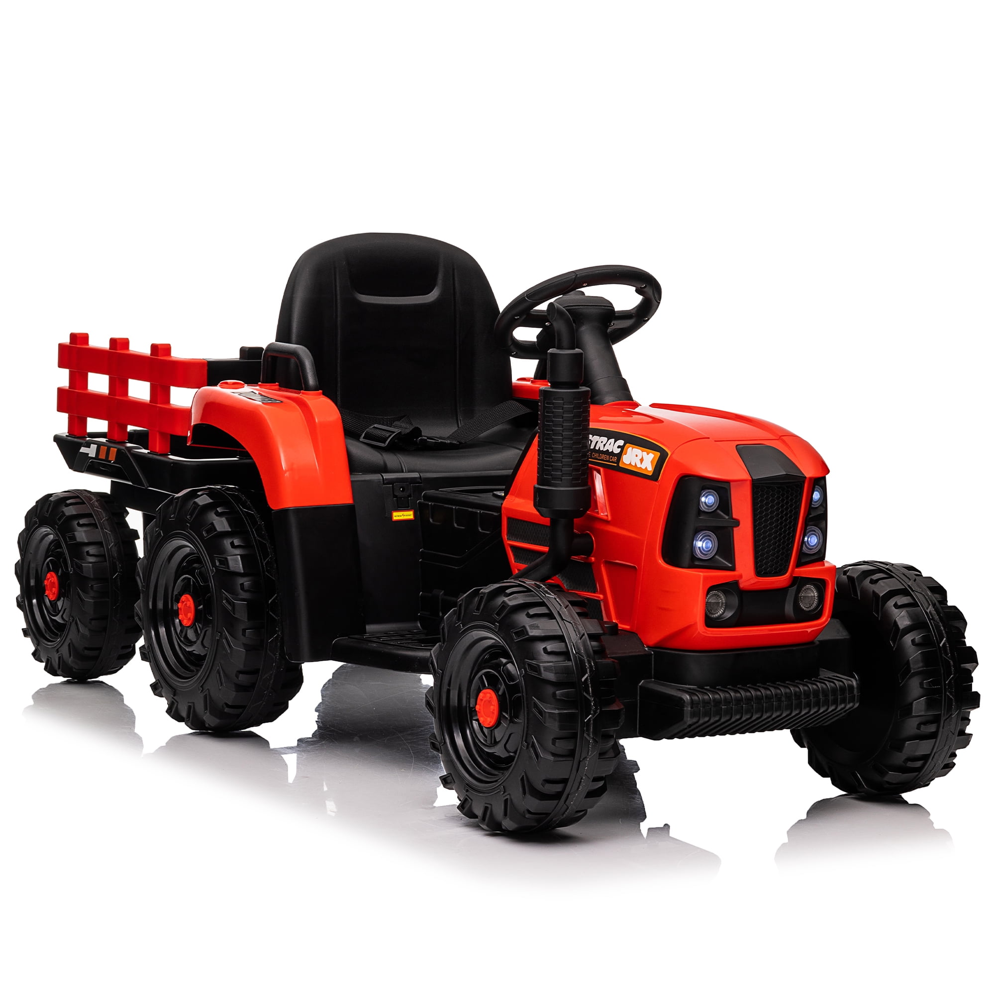 CIPACHO 12V Ride On Tractor with Trailer, 2.4RC, Electric Kids Car Three Speed Adjustable, USB, MP3, Power Display, Red CIPACHO 12V Ride On Tractor with Trailer, 2.4RC, Electric Kids Car Three Speed Adjustable, USB, MP3, Power Display, Red