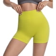 thumbnail image 2 of Seamless Leggings Shorts for Women High Waisted Butt-Lifting Rib-Knit Soft Yoga Workout Running Biker Shorts (M, Yellow), 2 of 4