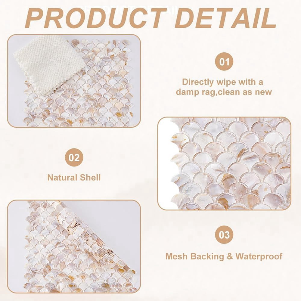2Pcs Shell Cabochons Sheets Fish Scale Mosaic Pieces Mosaic Tiles for Arts DIY Crafts PeachPuff 315x310x2mm