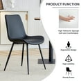 thumbnail image 6 of Set of 6 Black Artificial Leather Dining Chairs with Curved Widened Cushion & Black Metal Legs, 6 of 10