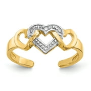 Primal Gold 14 Karat Yellow Gold Rhodium-plated-plated Diamond Heart Toe Ring